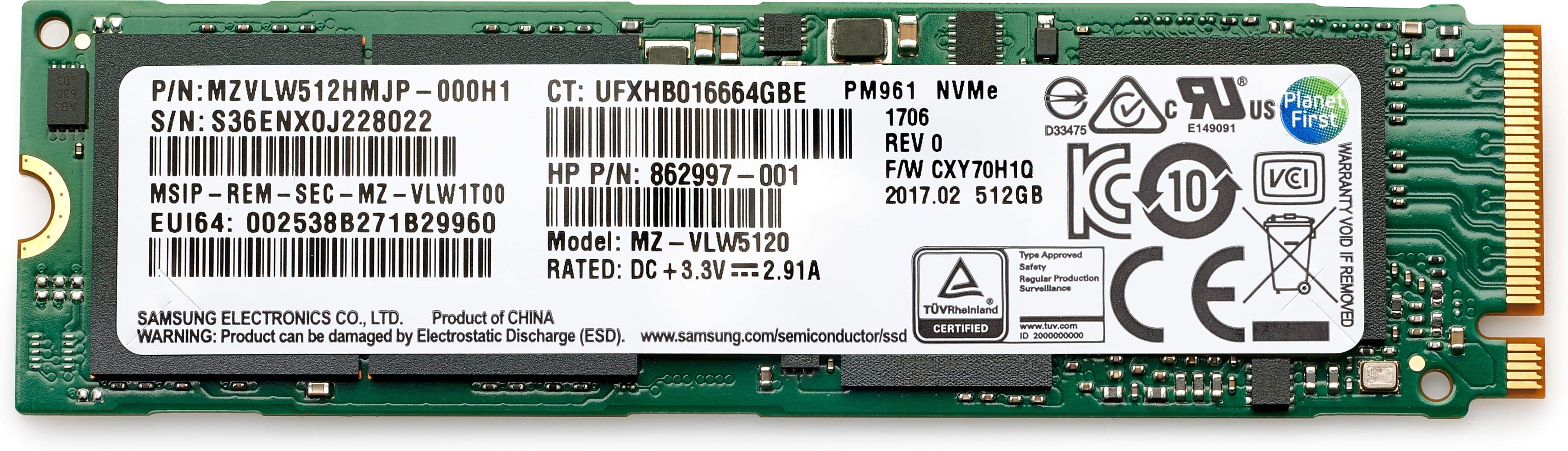 HP SSD 512GO PCIE NVME TLC