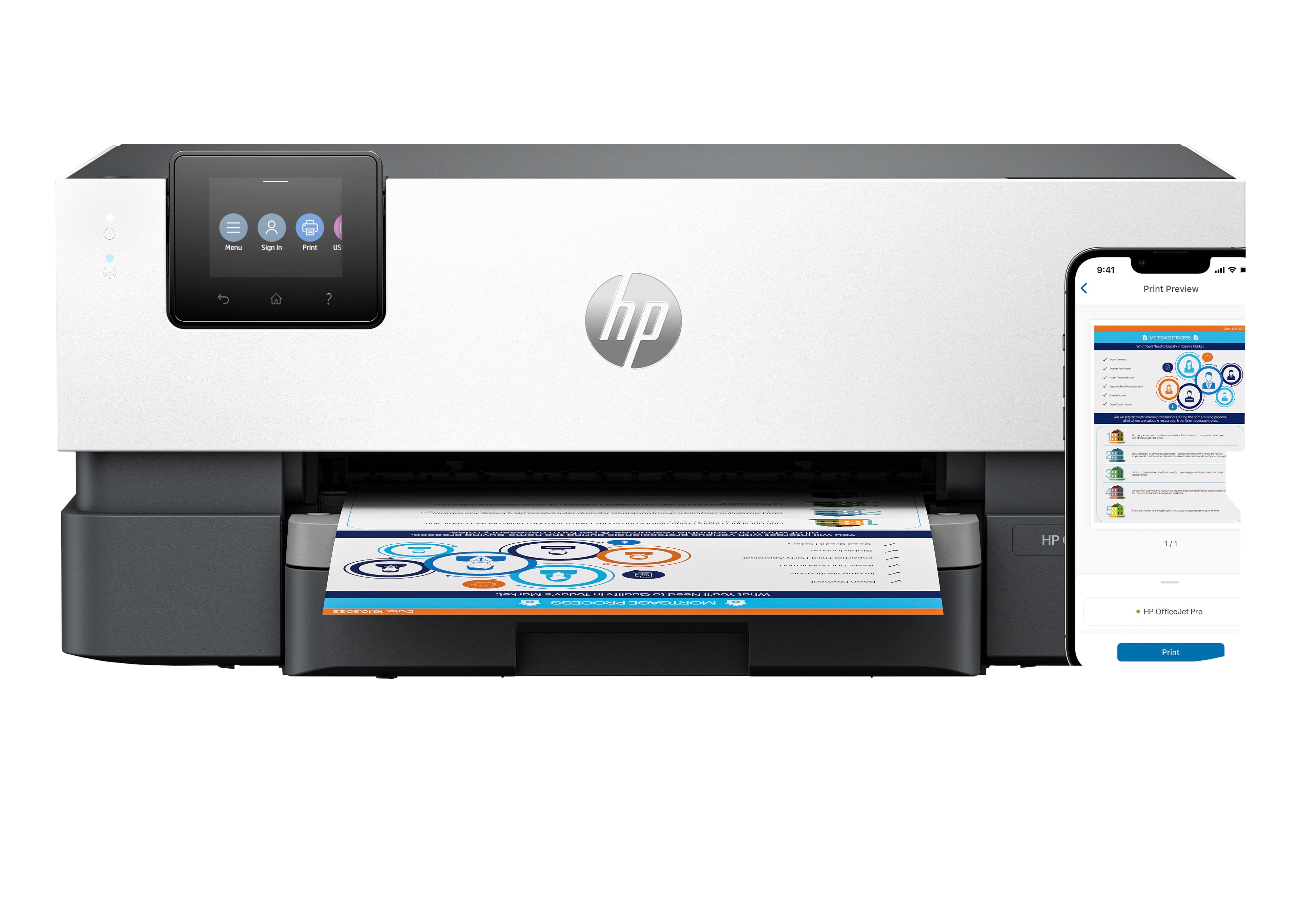 HP OFFICEJET PRO 9110B - IMPRIMANTE - COULEUR - RECTO-VERSO - JET D'ENCRE - A4/LEGAL - 1200 X 1200 PPP - JUSQU'À 22 PPM (MONO)/JUSQU'À 18 PPM (COULEUR) - CAPACITÉ : 250 FEUILLES - USB 2.0, HÔTE USB 2.0, LAN, WI-FI(AC), BLUETOOTH 5.0 LE - CIMENT