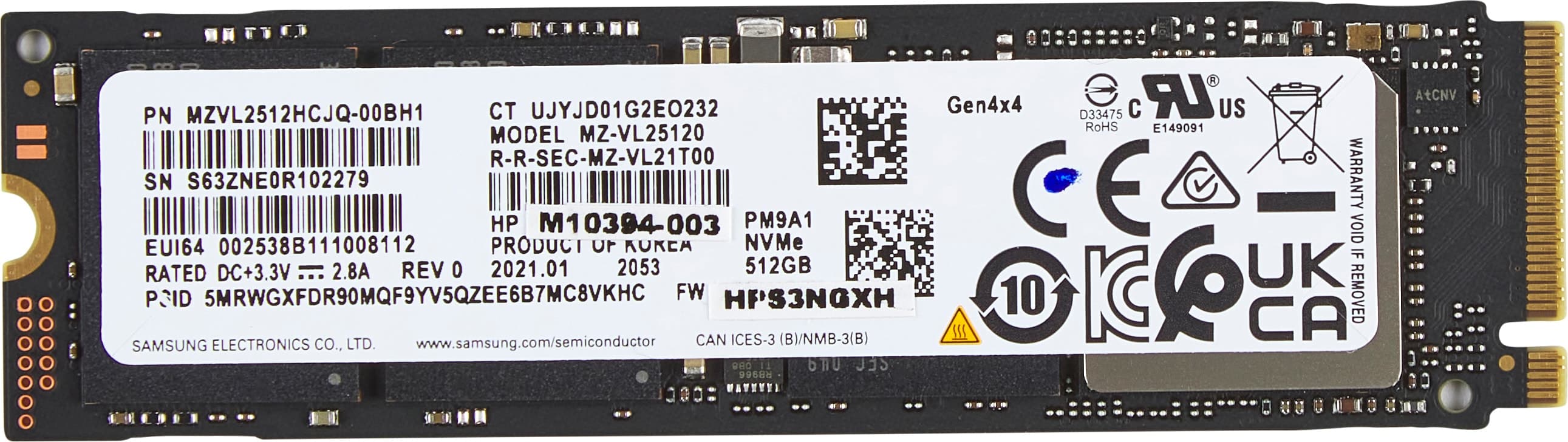 HP - SSD - 512 GO - INTERNE - M.2 2280 - PCIE 4.0 X4 (NVME)