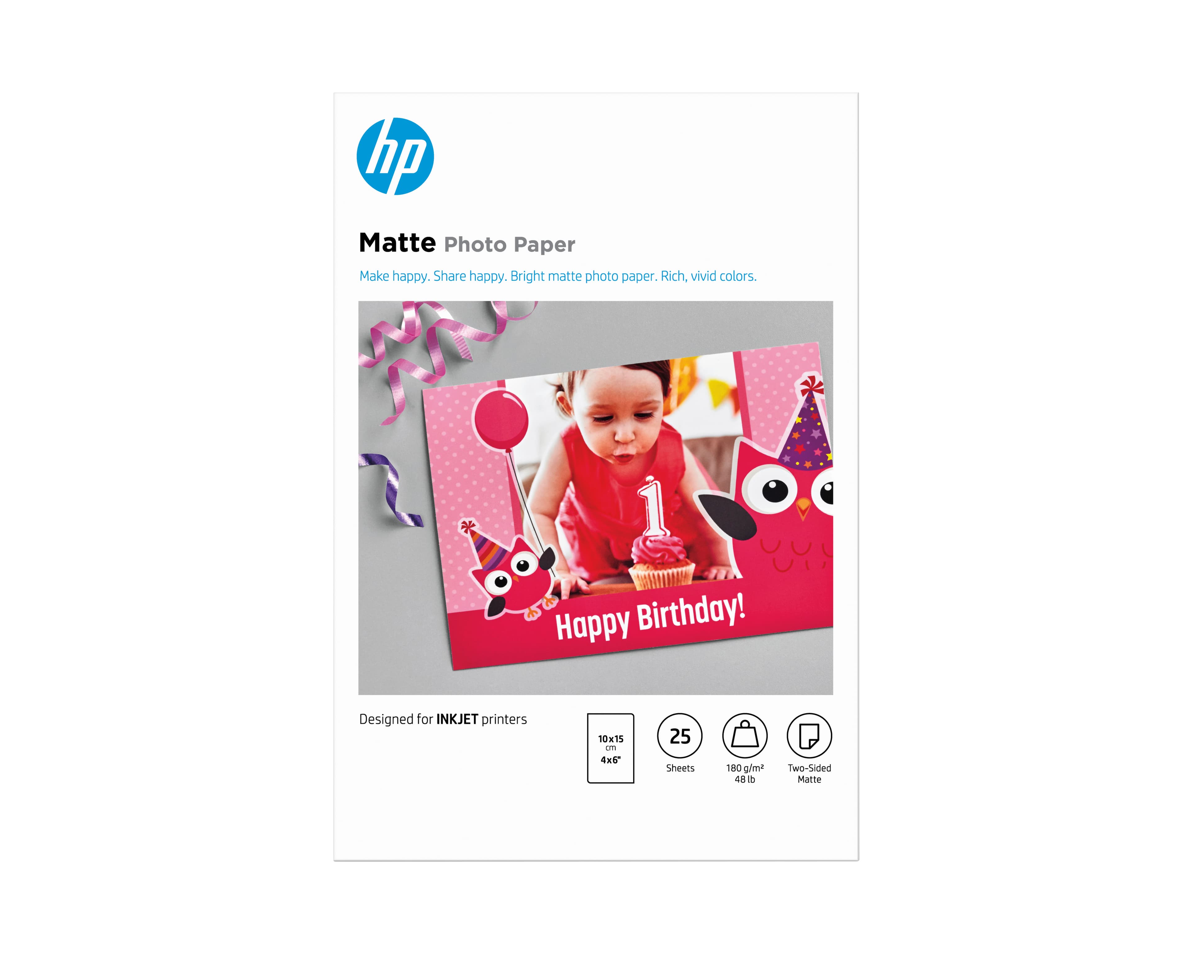HP - MAT - 8,8 MILLIÈMES DE POUCE - 100 X 150 MM - 180 G/M² - 25 FEUILLE(S) PAPIER PHOTO - POUR DESKJET INK ADVANTAGE 1275, OFFICEJET 38XX, 46XX, 52XX, 57XX, 68XX, 69XX, 80XX, 8702, 9012