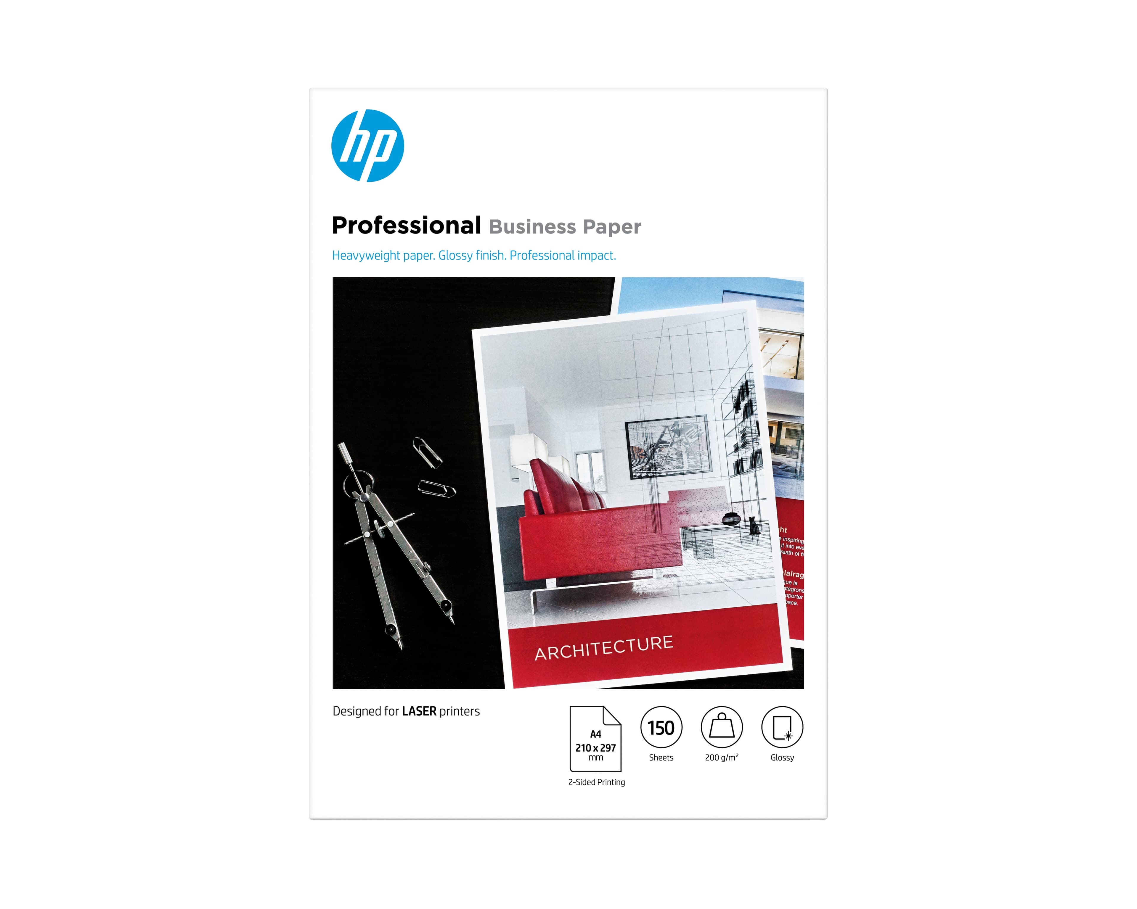 HP PROFESSIONAL GLOSSY PAPER - BRILLANT - A4 (210 X 297 MM) - 200 G/M² - 150 FEUILLE(S) PAPIER PHOTO - POUR COLOR LASERJET ENTERPRISE MFP M480, LASERJET MANAGED FLOW MFP E87660, NEVERSTOP 1001