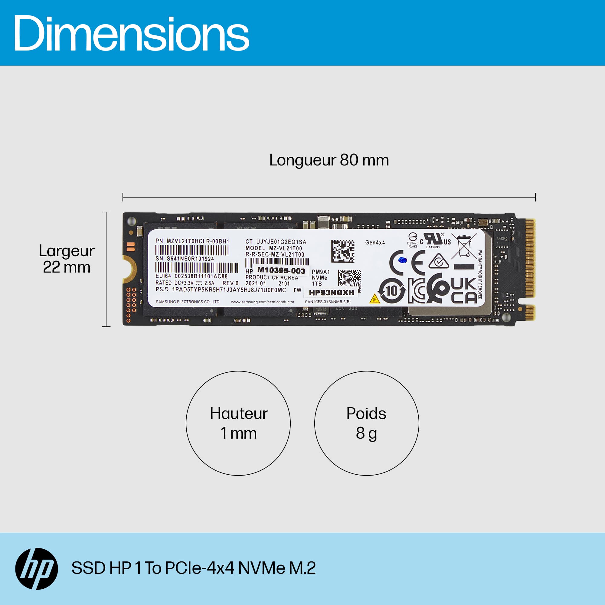 HP - SSD - 1 TO - INTERNE - M.2 2280 - PCIE 4.0 X4