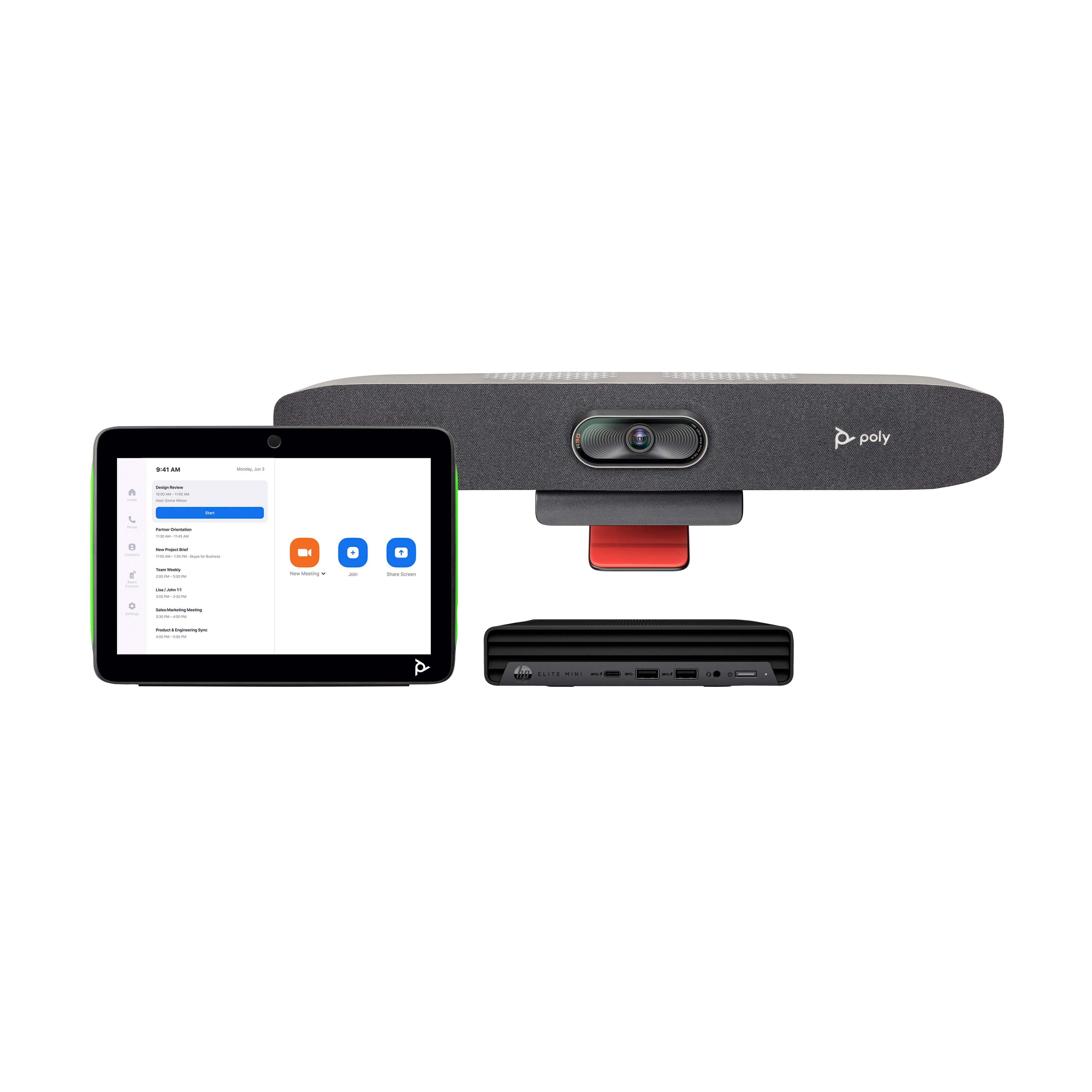 POLY STUDIO SMALL ROOM BUNDLE - POUR ZOOM ROOMS - KIT DE VIDÉO-CONFÉRENCE (MINI PC DE CONFÉRENCE HP, POLY STUDIO R30 VIDEO BAR, CONTRÔLEUR TACTILE POLY TC10) - CERTIFIÉ ZOOM, CERTIFIÉ POUR MICROSOFT TEAMS - SABLE - REPLACES POLY SKU 7230-88140-101