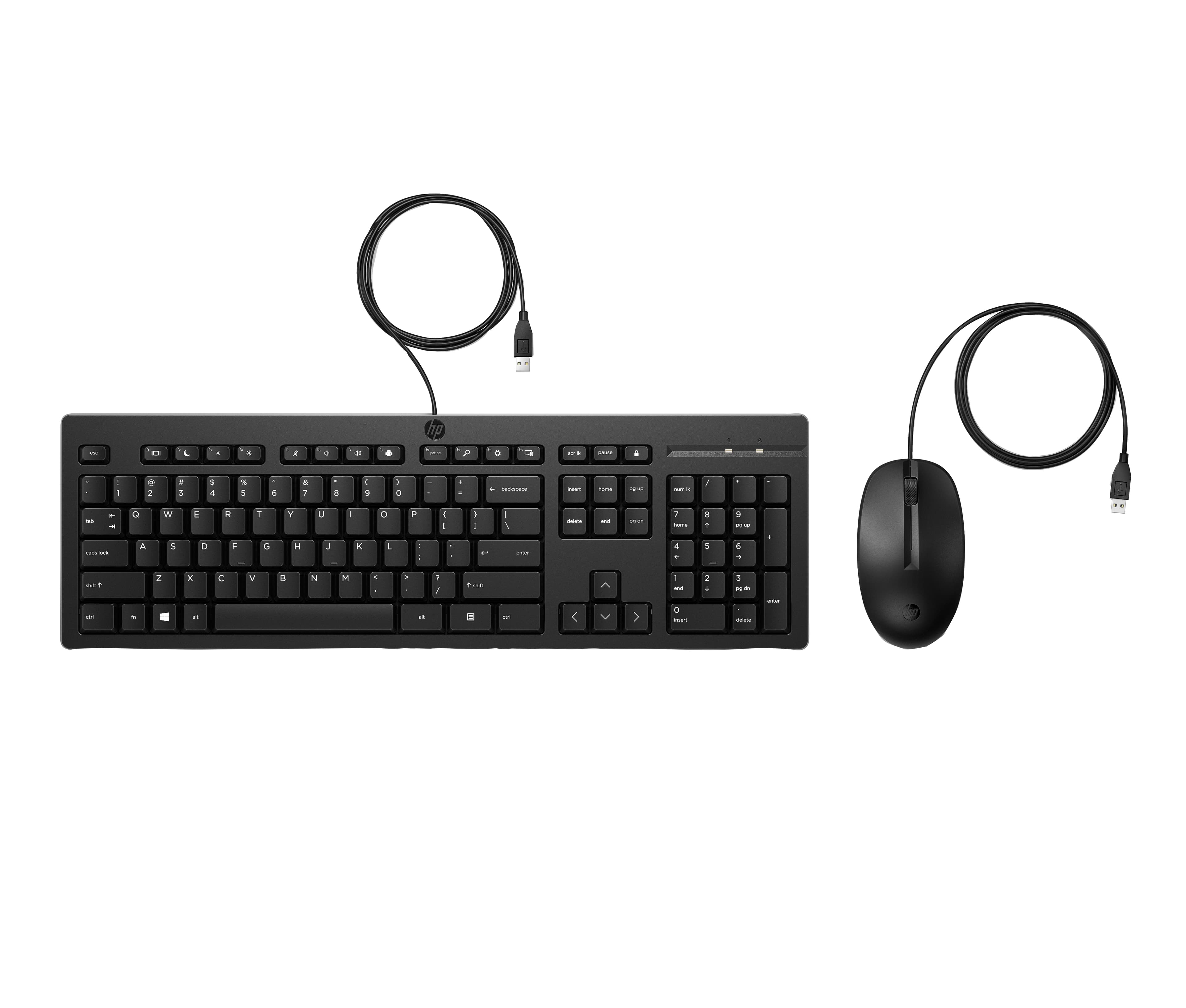 HP 225 - ENSEMBLE CLAVIER ET SOURIS - AMBIDEXTRE, DISPOSITION EN 3 ZONES, COURSE DE TOUCHE STANDARD - 100% - FULL SIZE - USB - FRANÇAIS - NOIR