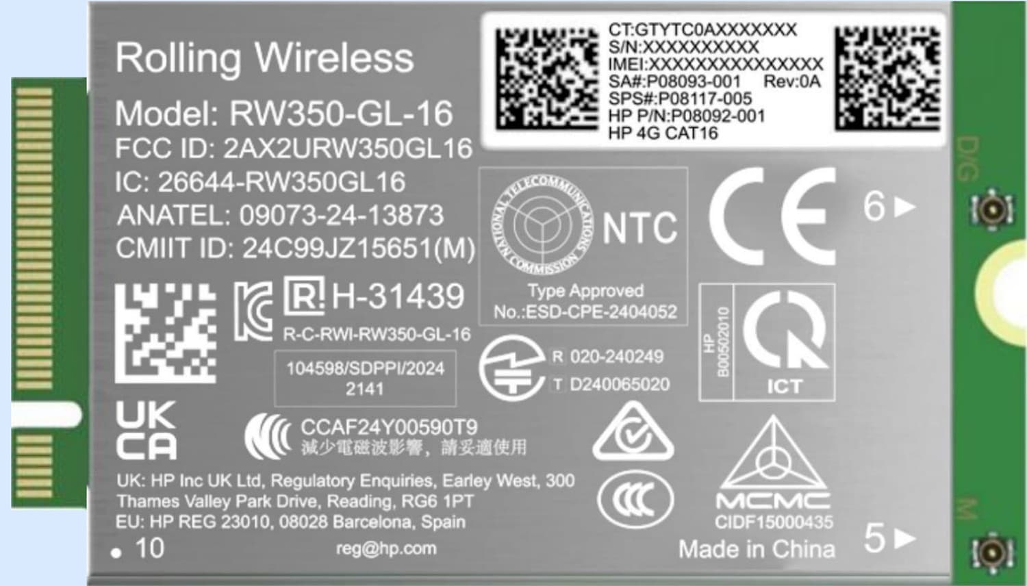 HP - MODEM CELLULAIRE SANS FIL - 4G LTE ADVANCED PRO - M.2 CARD