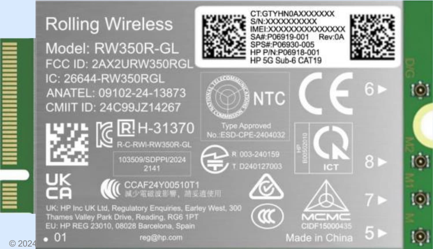 HP - MODEM CELLULAIRE SANS FIL - 5G LTE - M.2 CARD