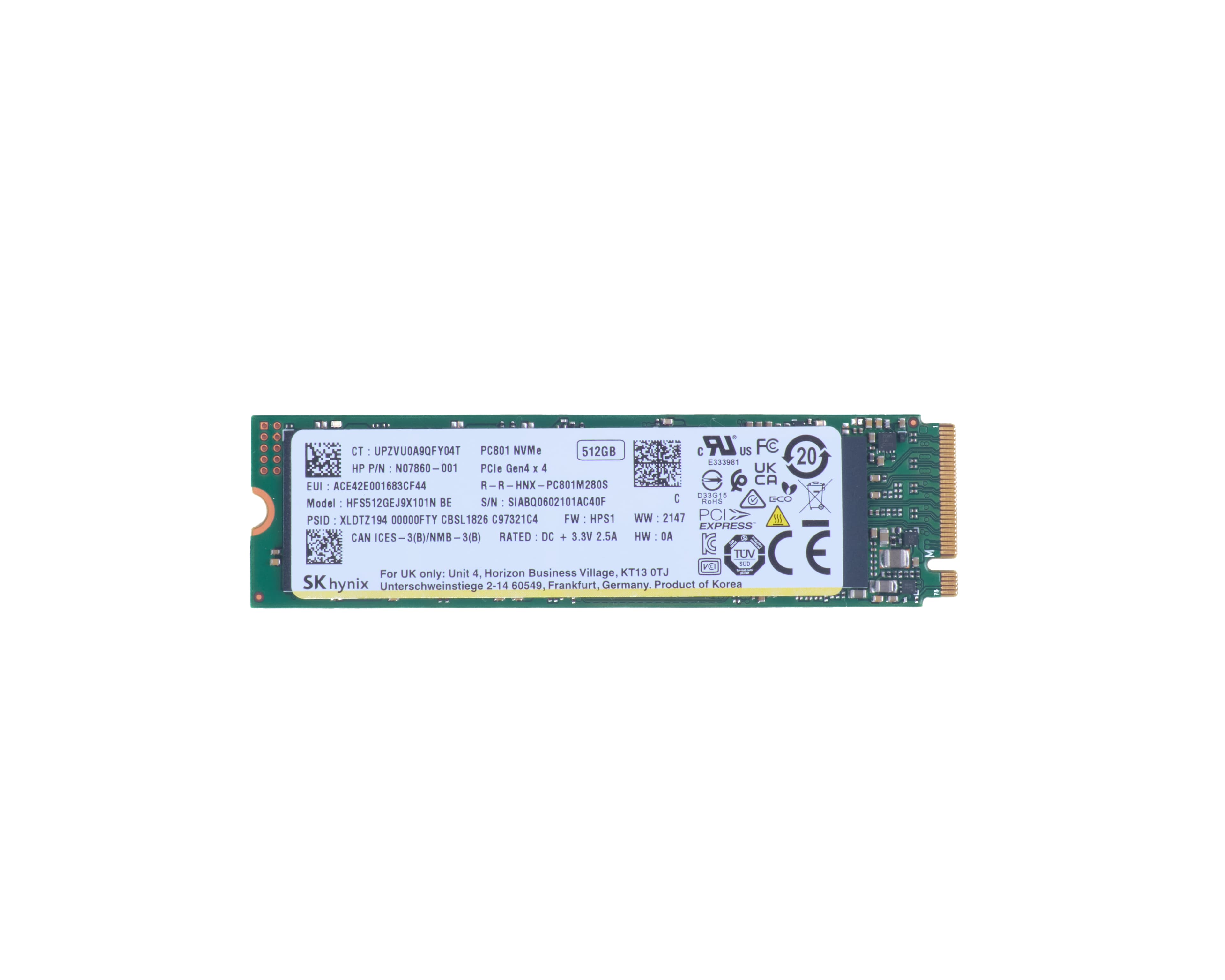 HP - SSD - 512 GO - INTERNE - M.2 2280 - PCIE 4.0 X4 (NVME)