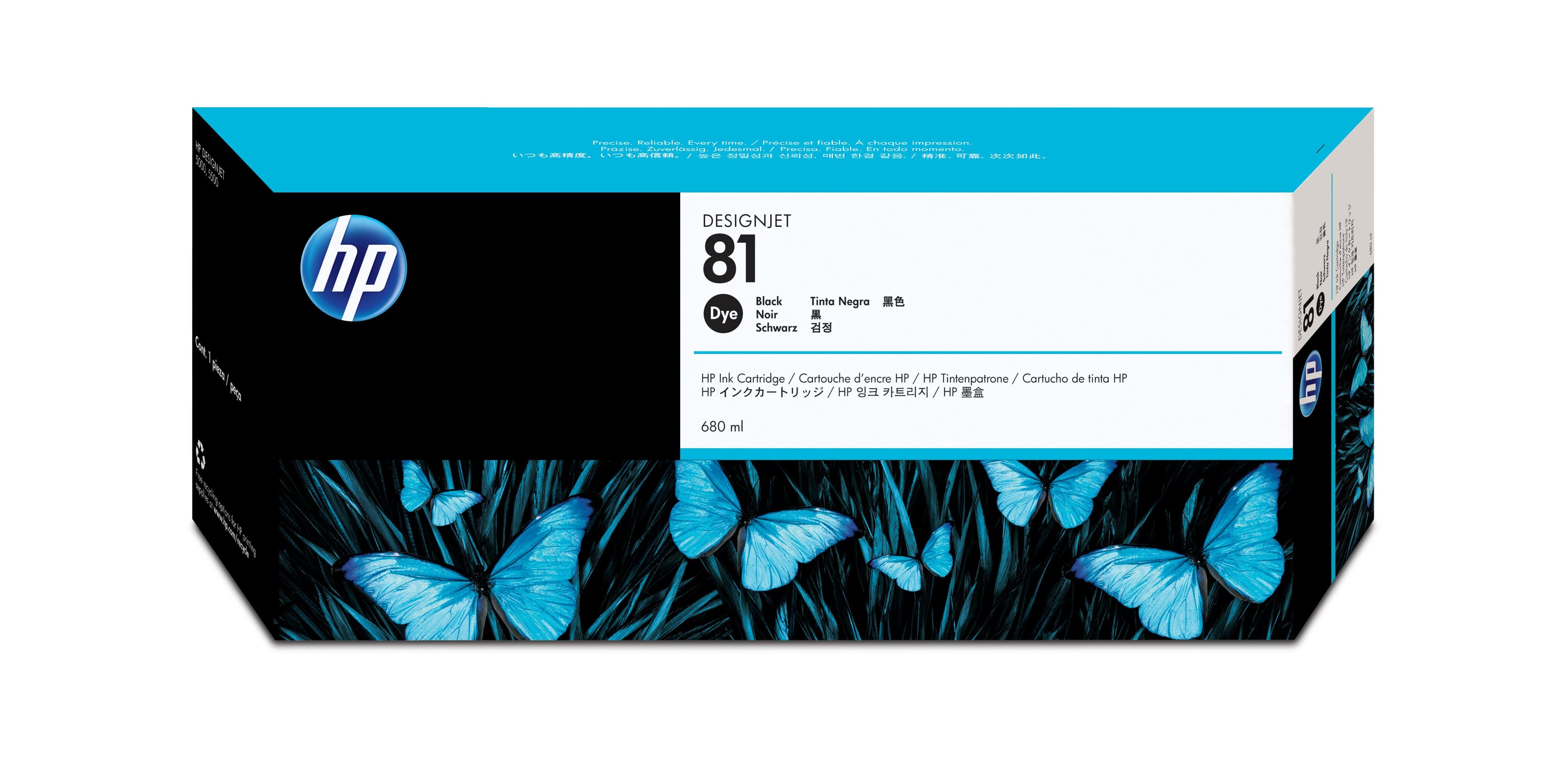 HP 81 ORIGINAL DYE INK CARTRIDGE C4930A BLACK STANDARD CAPACITY 680ML 1-PACK