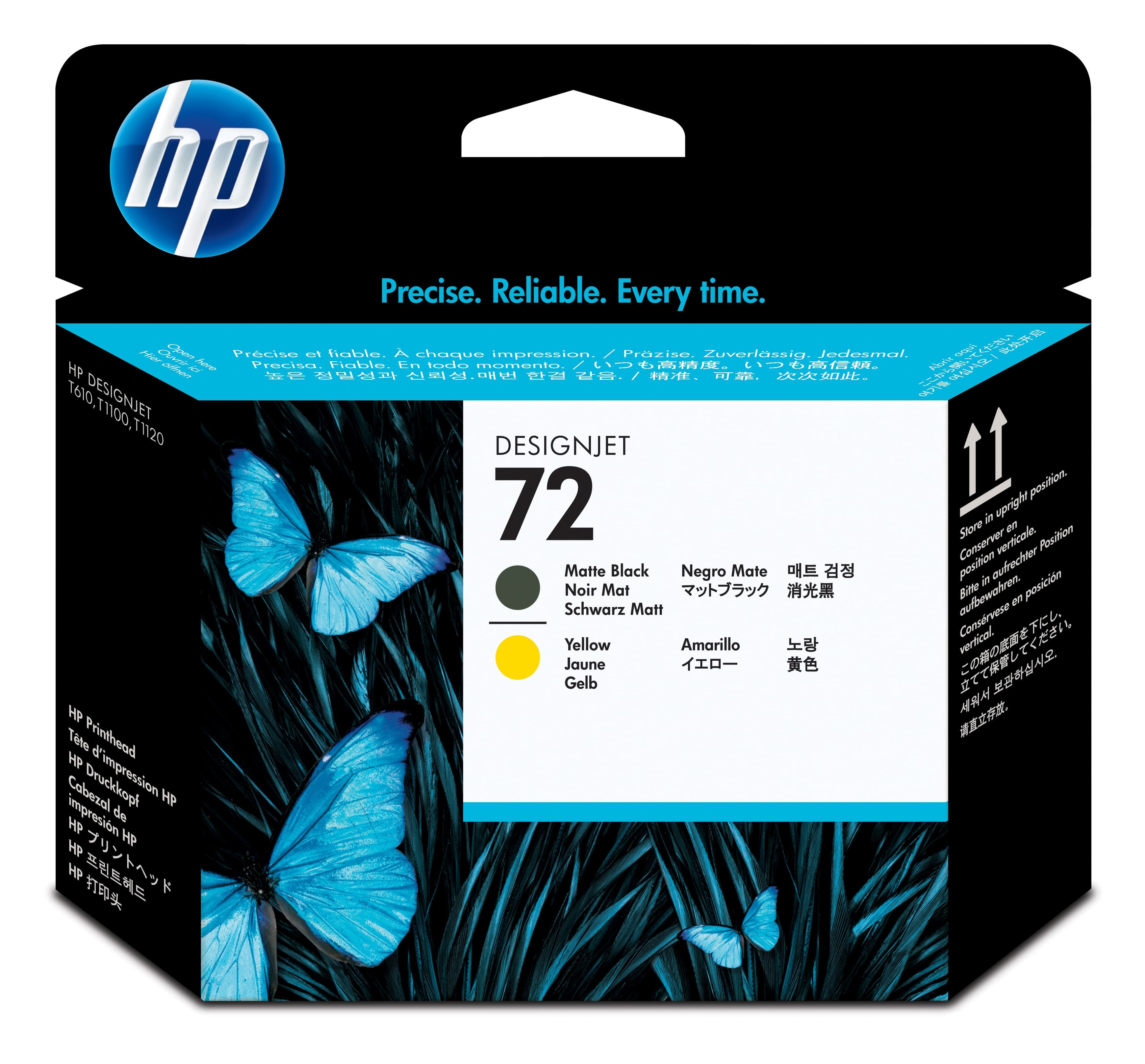HP 72 - JAUNE, NOIR MAT - TÊTE D'IMPRESSION - POUR DESIGNJET T1100, T1100PS, T1200, T1200PS, T1300, T610, T620, T770, T790