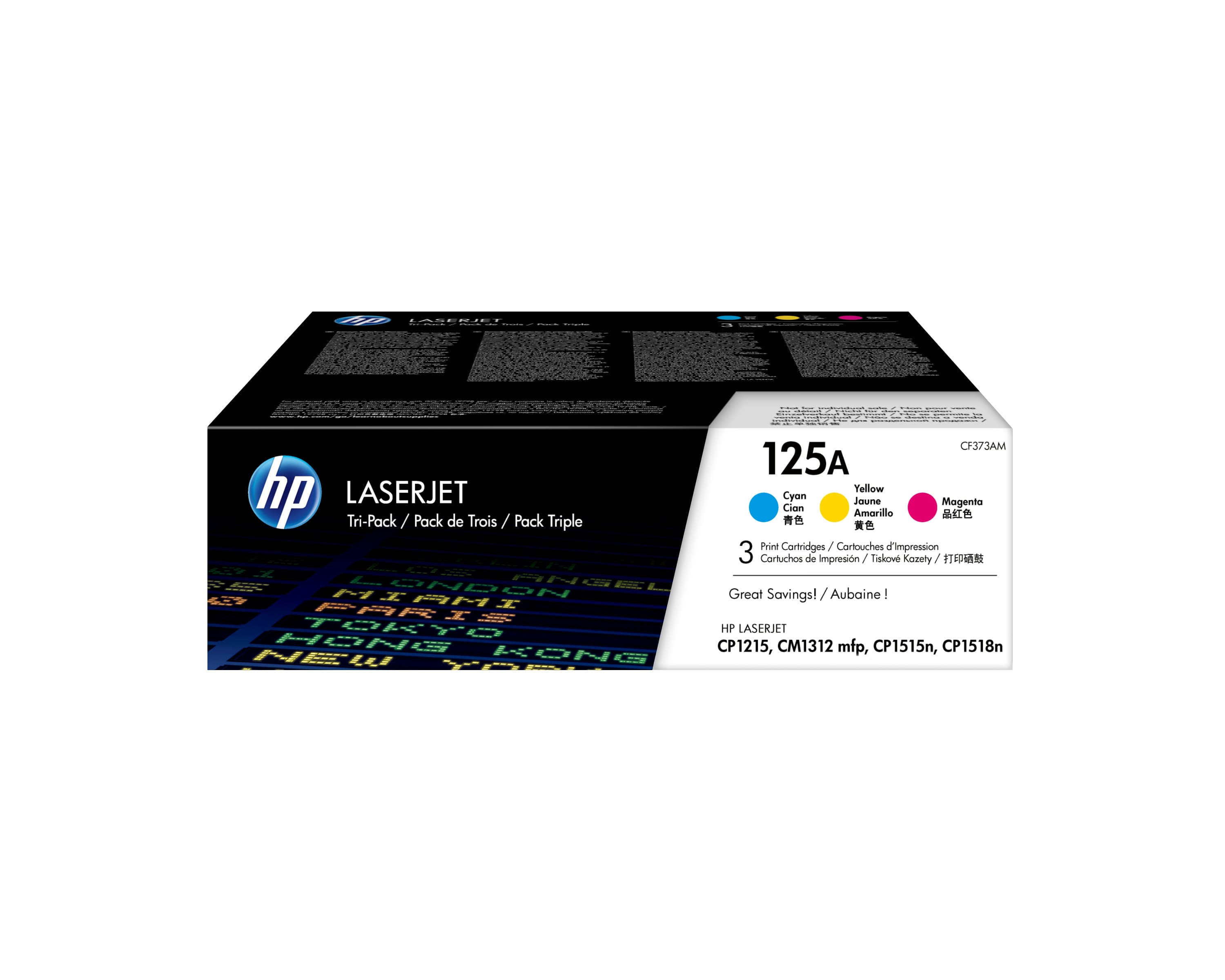 HP 125A ORIGINAL TONER CARTRIDGE CF373AM CYAN MAGENTA YELLOW STANDARD CAPACITY 3 X 1.400 PAGES 3-PACK