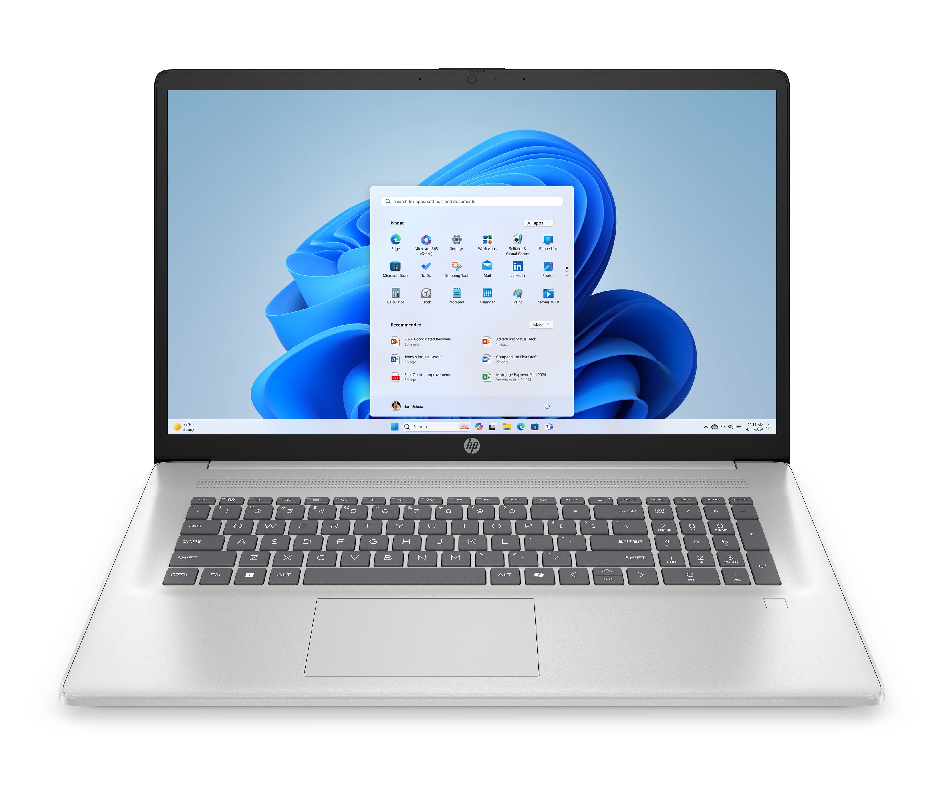HP LAPTOP 17-CP2062NF - PC PORTABLE - AMD RYZEN 3 7320U - 17.3P HD+ - 8GO - 512GO SSD - W11H - ARGENT NATUREL