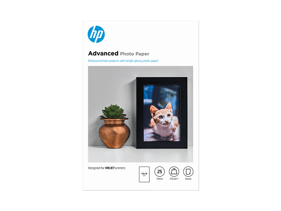HP ADVANCED GLOSSY PHOTO PAPER - BRILLANT - 100 X 150 MM - 250 G/M² - 25 FEUILLE(S) PAPIER PHOTO - POUR ENVY INSPIRE 7255, 79XX, OFFICEJET 80XX, PHOTOSMART B110, SMART TANK PLUS 55X