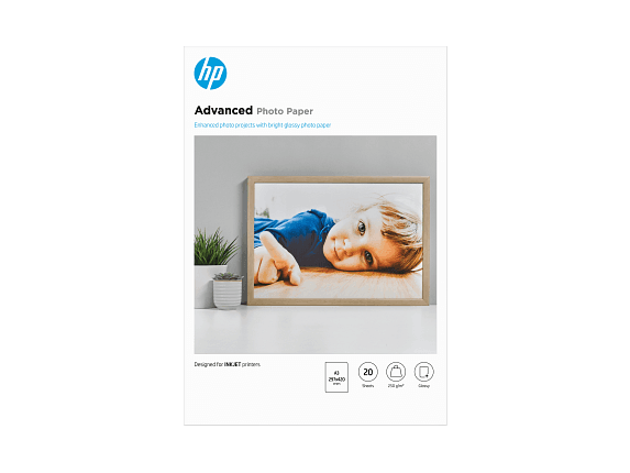 HP ADVANCED PHOTO PAPER - BRILLANT - A3 (297 X 420 MM) - 250 G/M² - 20 FEUILLE(S) PAPIER PHOTO - POUR ENVY INSPIRE 7920, OFFICEJET 7000 E809, 7510, 76XX, OFFICEJET PRO 77XX