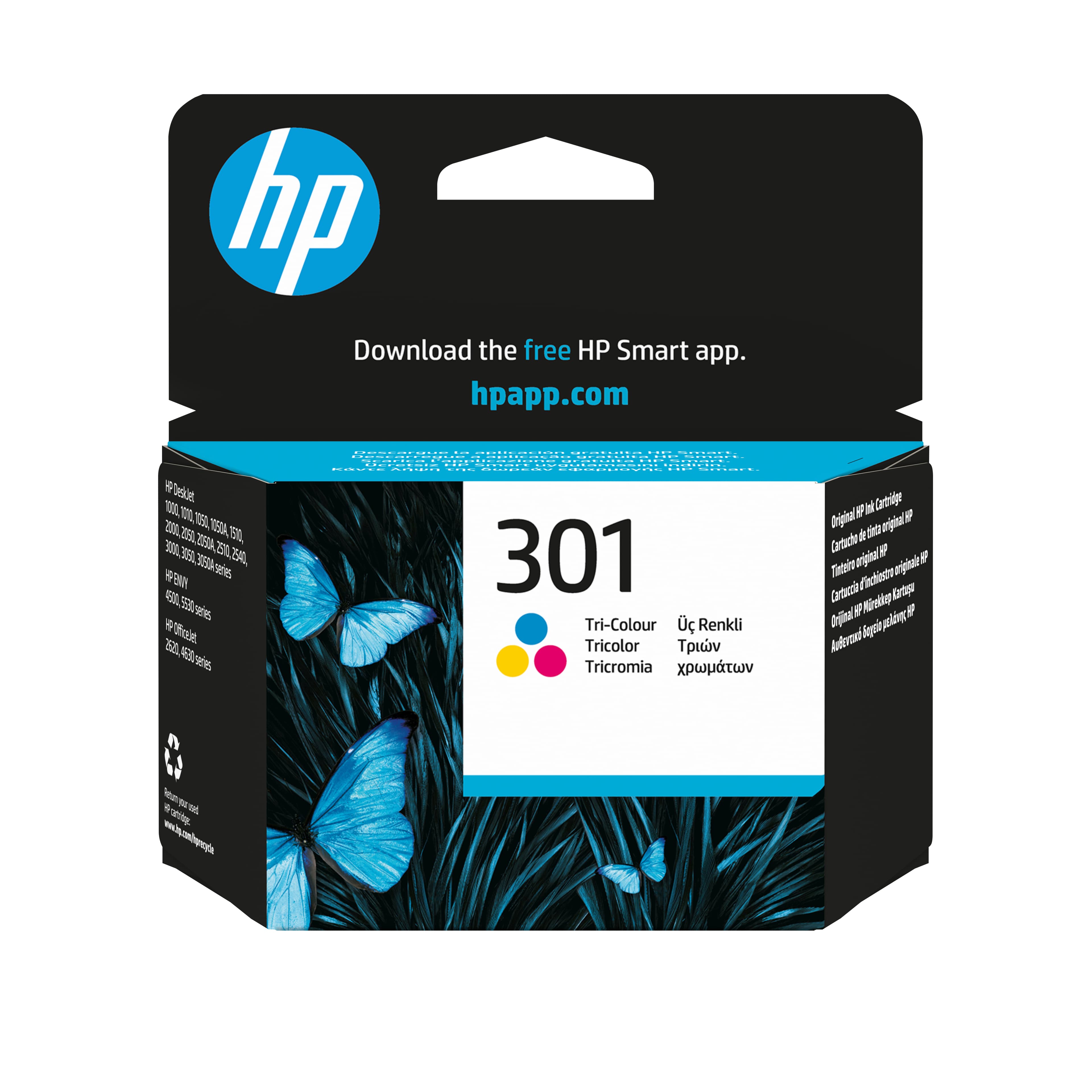 HP 301 - 3 ML - COULEUR (CYAN, MAGENTA, JAUNE) - ORIGINAL - BLISTER - CARTOUCHE D'ENCRE - POUR HP DESKJET 1000, 1010, 1050 AIO, 1050A AIO, 1510 AIO, 2000, 2050 AIO, 2050A AIO, 2510 AIO, 2540 AIO, 3000, 3050 AIO, 3050A EAIO, 3510 EAIO SERIES, HP ENVY 4500
