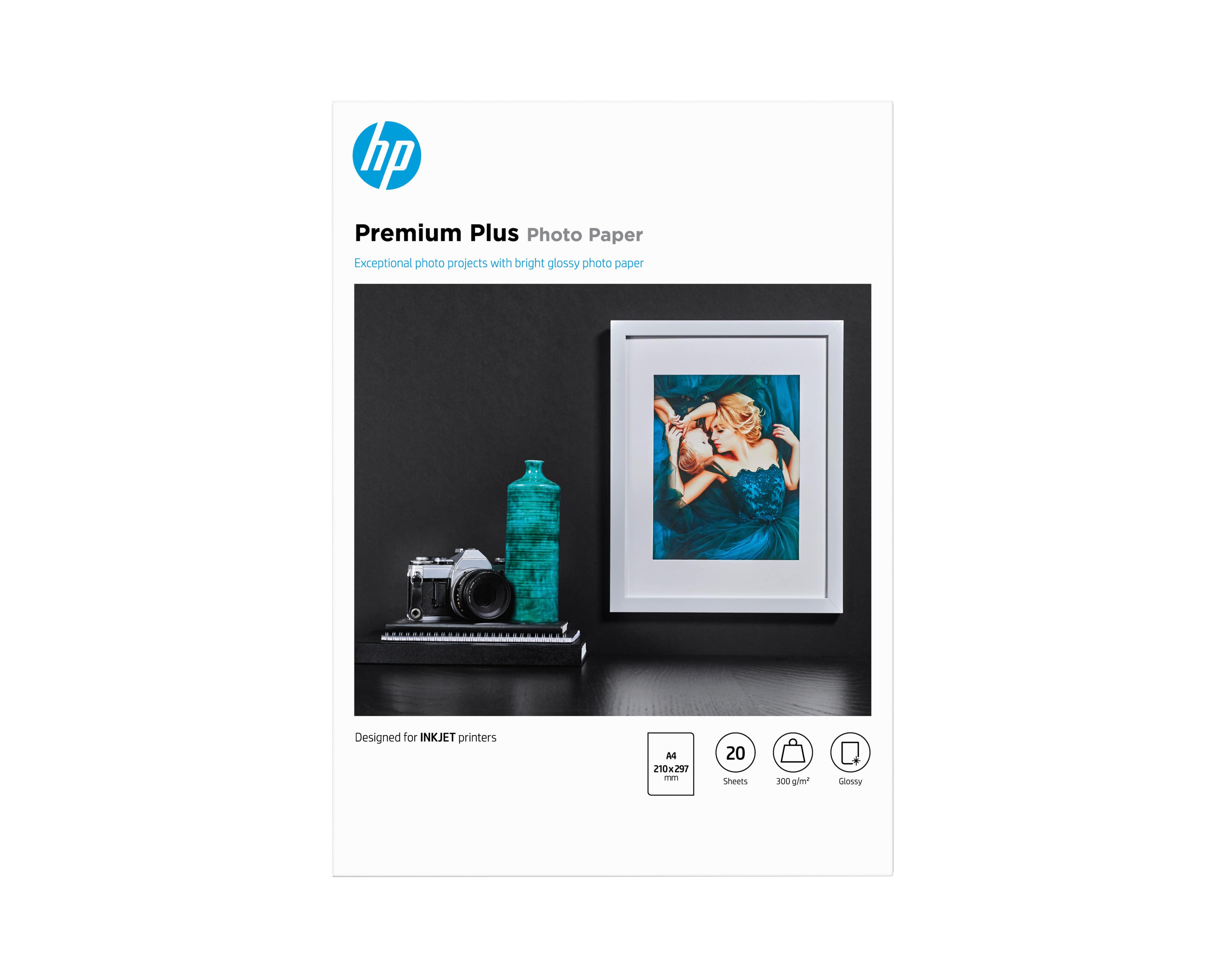 HP PREMIUM PLUS PHOTO PAPER - BRILLANT - A4 (210 X 297 MM) - 300 G/M² - 20 FEUILLE(S) PAPIER PHOTO - POUR OFFICEJET 52XX, 6000, 6000 E609, 68XX, 7000 E809, 80XX, PHOTOSMART B110, WIRELESS B110